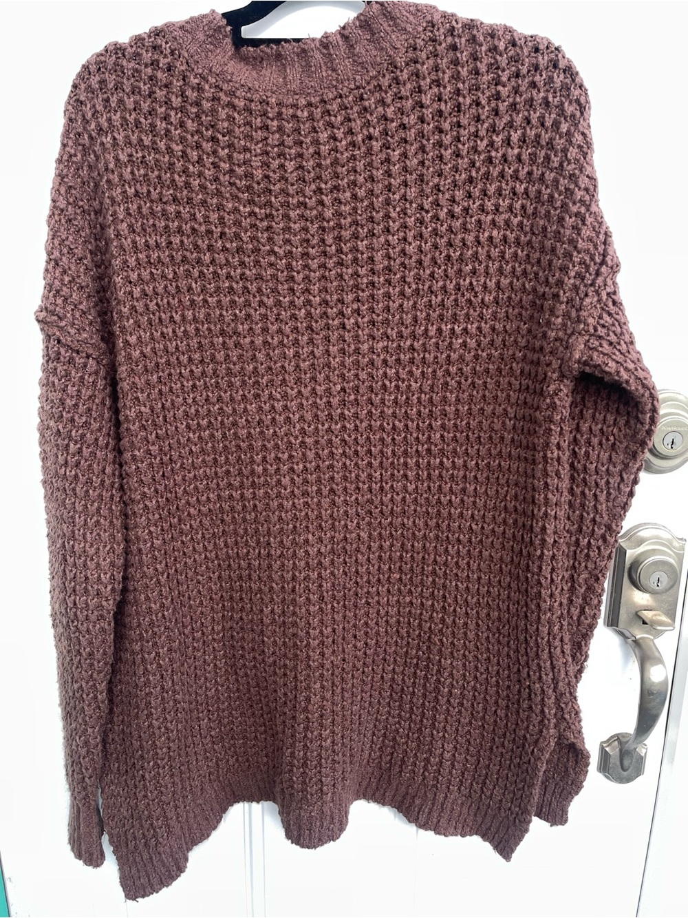 Free People Boho Whistle Thermal Btown Waffle Knit Henley Sweater Small - Picture 2 of 5